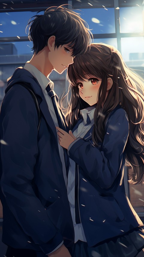 Cute Romantic  School Anime Couple Aesthetic (1)