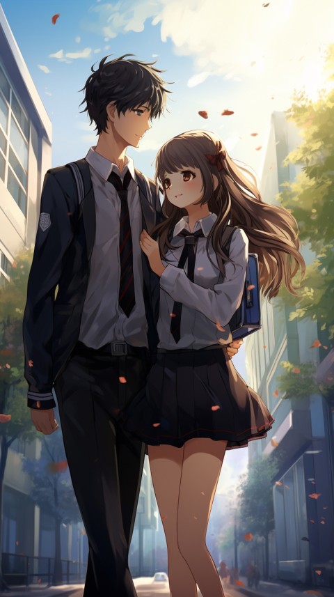 Cute Romantic  School Anime Couple Aesthetic (4)
