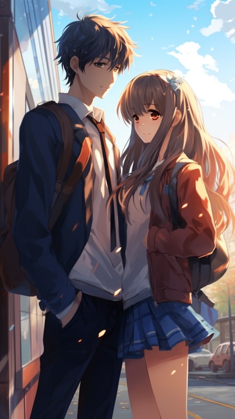 Cute Romantic  School Anime Couple Aesthetic (31)