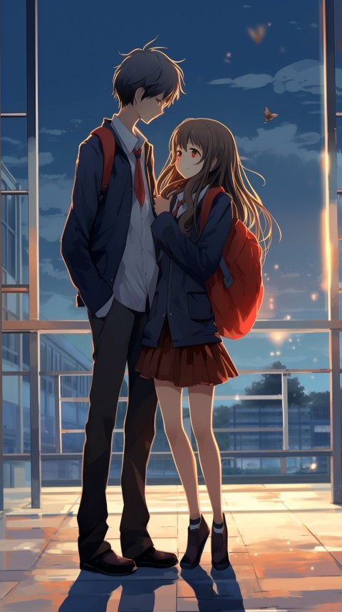 Cute Romantic  School Anime Couple Aesthetic (28)