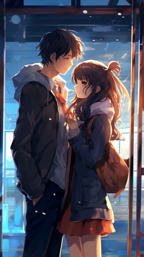 Cute Romantic  School Anime Couple Aesthetic (24)
