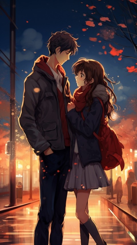 Cute Romantic  School Anime Couple Aesthetic (36)