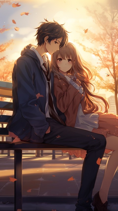 Cute Romantic  School Anime Couple Aesthetic (39)