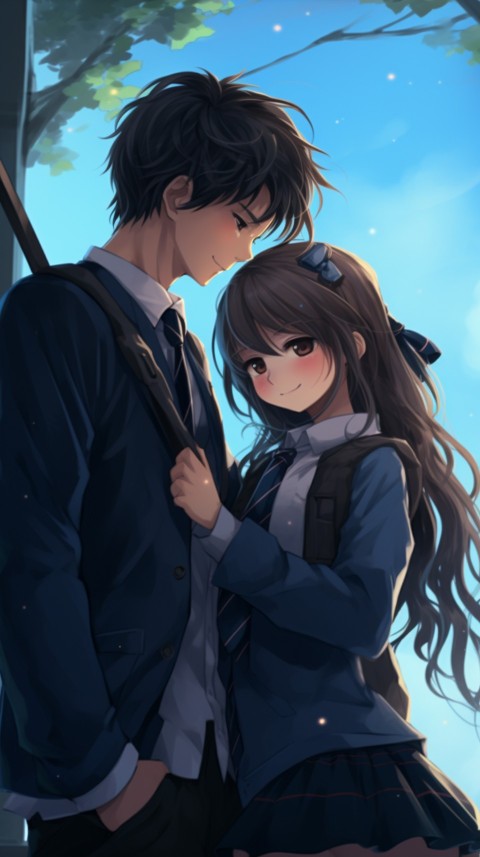 Cute Romantic  School Anime Couple Aesthetic (46)