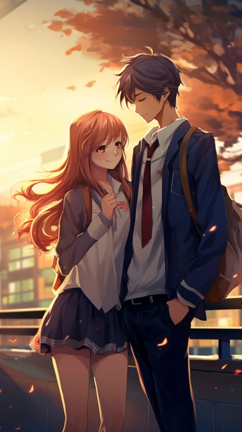 Cute Romantic  School Anime Couple Aesthetic (61)