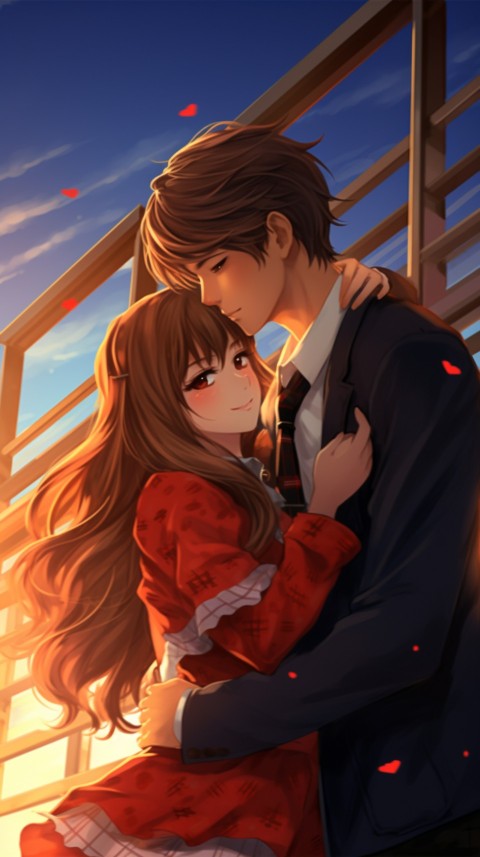 Cute Romantic  School Anime Couple Aesthetic (62)