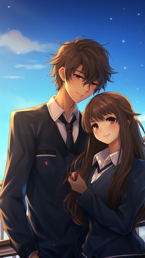 Cute Romantic  School Anime Couple Aesthetic (66)