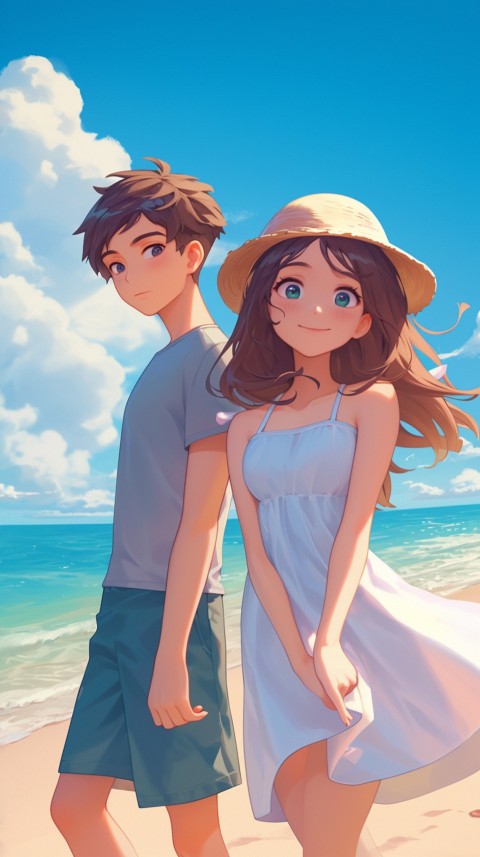 Cute Romantic Anime Couple at Beach Aesthetic  (10)