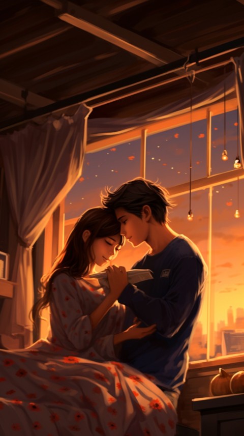 Cute Romantic Anime Couple in Room Aesthetic Feelings (35)