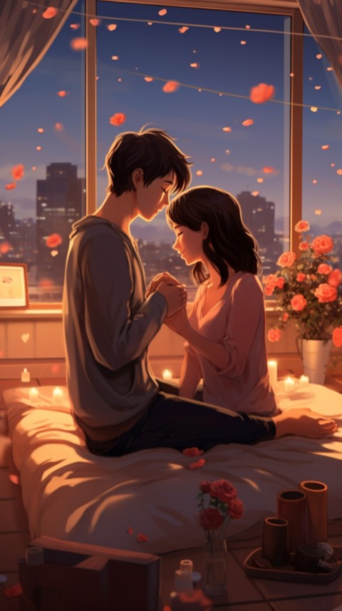 Cute Romantic Anime Couple in Room Aesthetic Feelings (72)