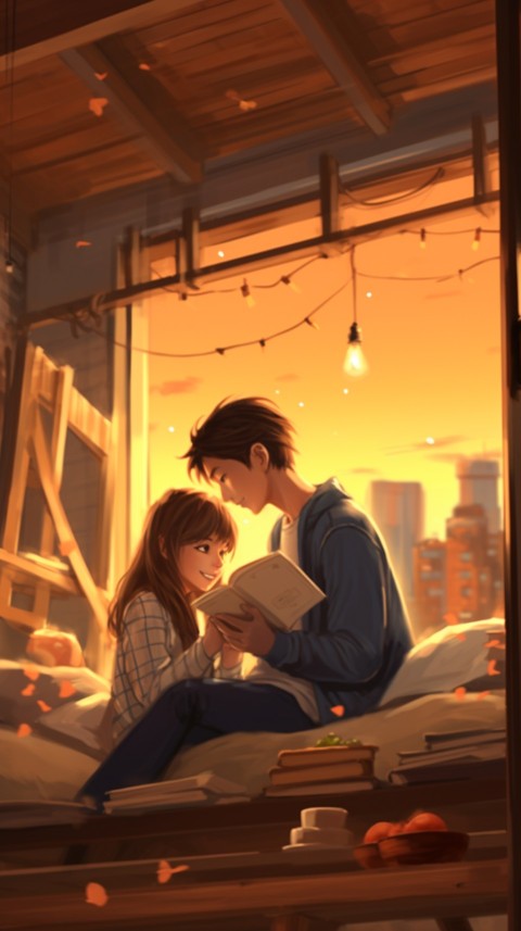 Cute Romantic Anime Couple in Room Aesthetic Feelings (65)