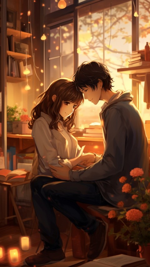 Cute Romantic Anime Couple in Room Aesthetic Feelings (68)