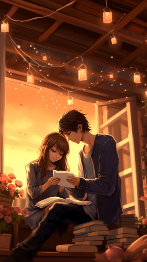 Cute Romantic Anime Couple in Room Aesthetic Feelings (70)