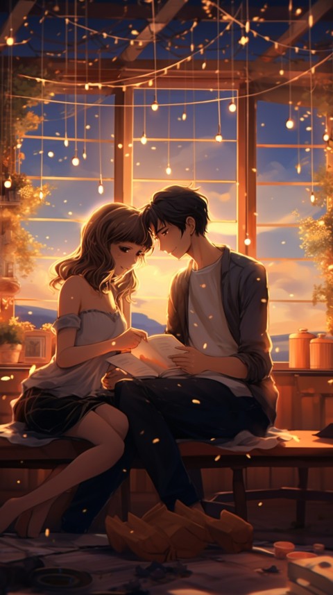 Cute Romantic Anime Couple in Room Aesthetic Feelings (71)