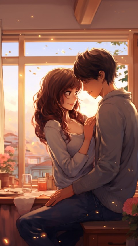 Cute Romantic Anime Couple in Room Aesthetic Feelings (95)