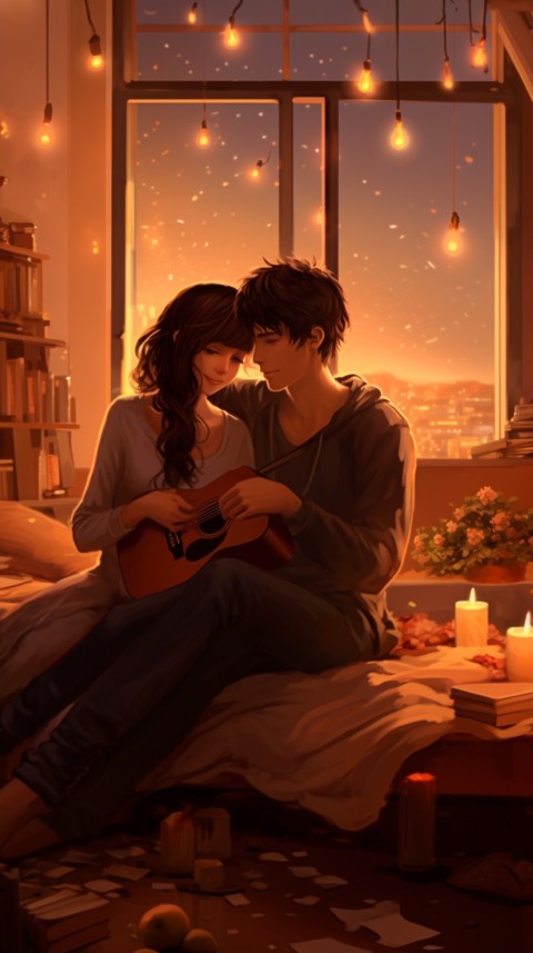 Cute Romantic Anime Couple in Room Aesthetic Feelings (93)