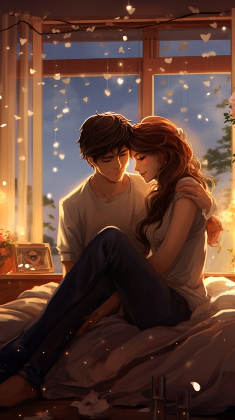 Cute Romantic Anime Couple in Room Aesthetic Feelings (81)