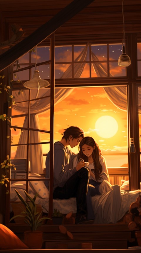 Cute Romantic Anime Couple in Room Aesthetic Feelings (100)