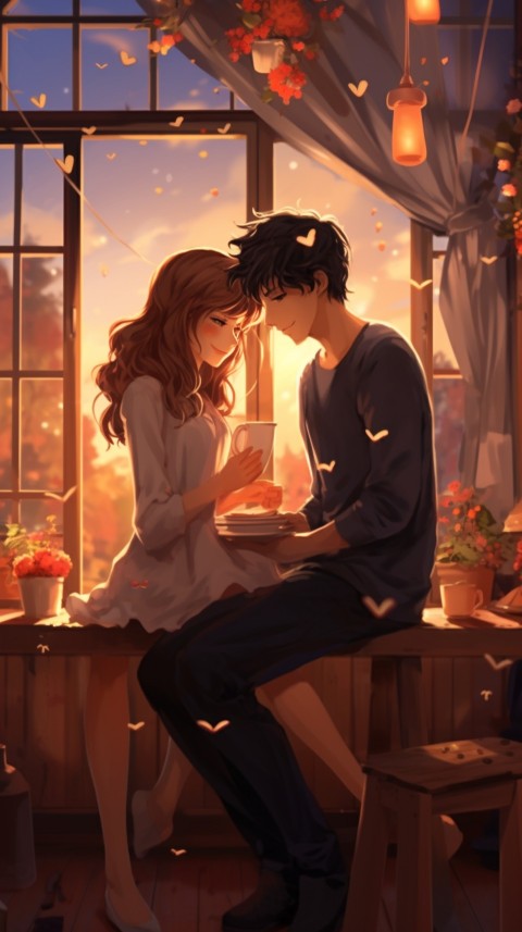 Cute Romantic Anime Couple in Room Aesthetic Feelings (98)