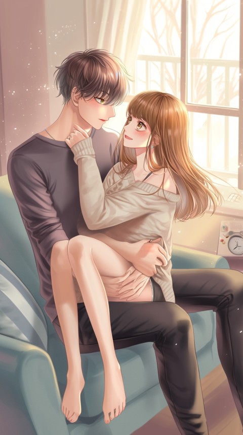 Cute Romantic Anime Couple in Room Aesthetic Feelings (92)