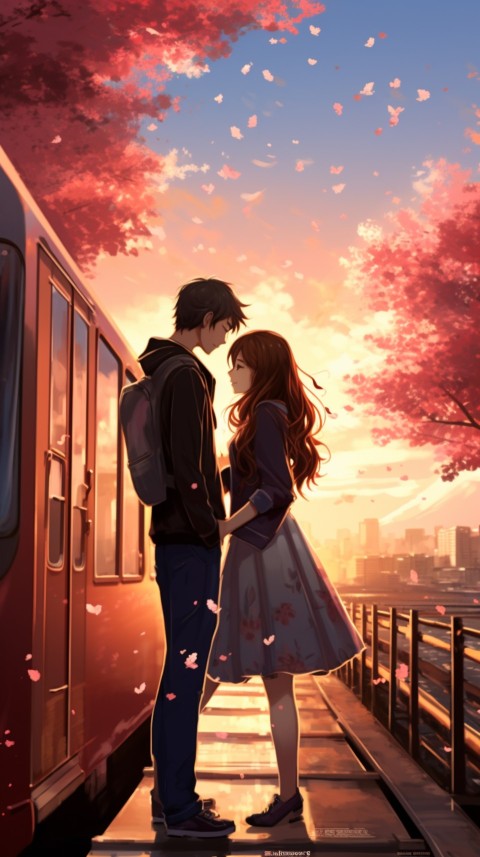 Cute Romantic Anime Couple Kissing on Train Aesthetic (76)
