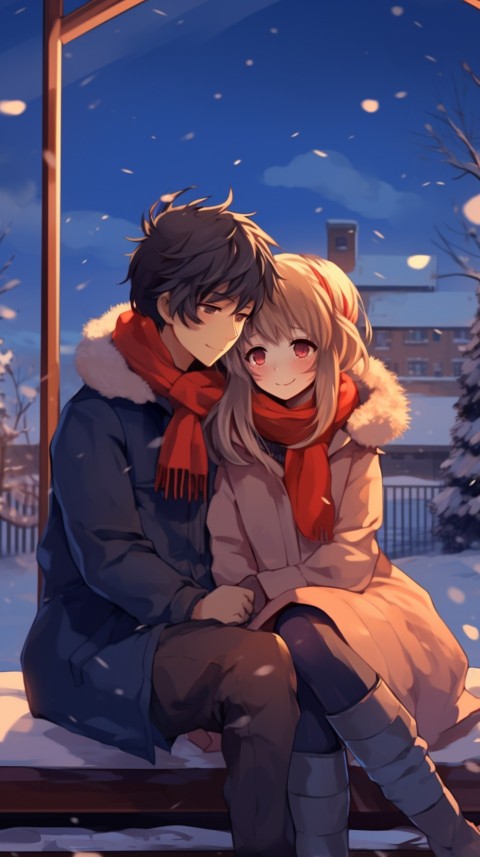 Cute Romantic Anime Couple Snow Home Aesthetic (20)