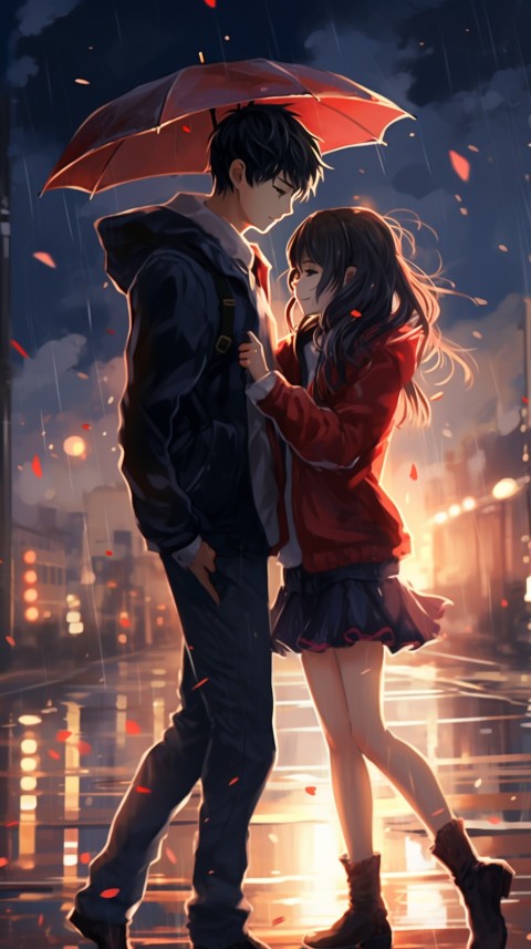 Dancing Romantic Cute Anime Couple Rain Aesthetic  (10)