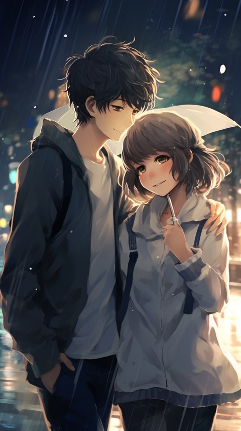 Dancing Romantic Cute Anime Couple Rain Aesthetic  (34)