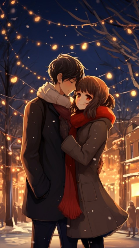 Romantic Anime Couple Aesthetic Christmas Holiday Bed Room (1)