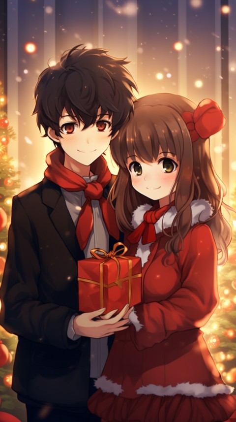 Romantic Anime Couple Aesthetic Christmas Holiday Bed Room (3)