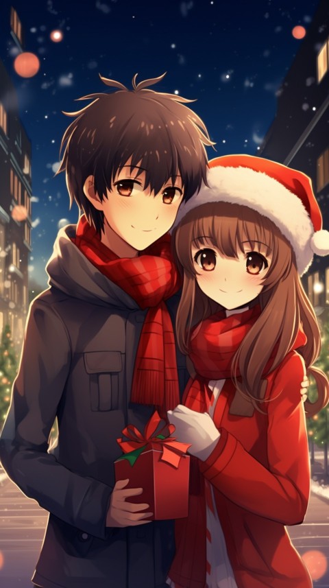 Romantic Anime Couple Aesthetic Christmas Holiday Bed Room (22)