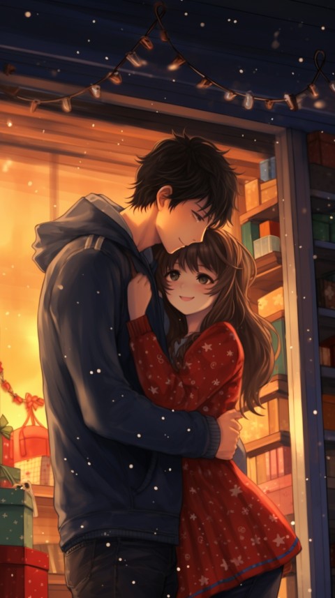 Romantic Anime Couple Aesthetic Christmas Holiday Bed Room (33)