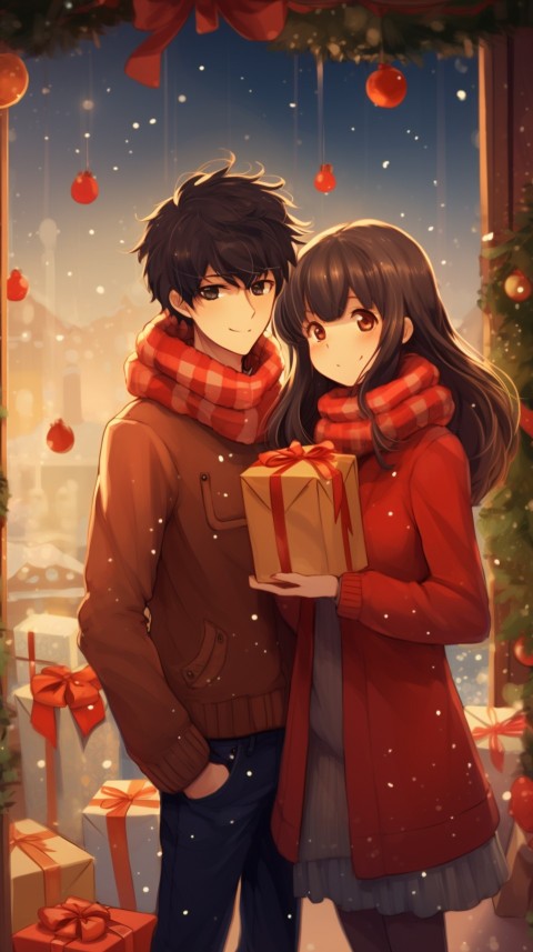 Romantic Anime Couple Aesthetic Christmas Holiday Bed Room (34)