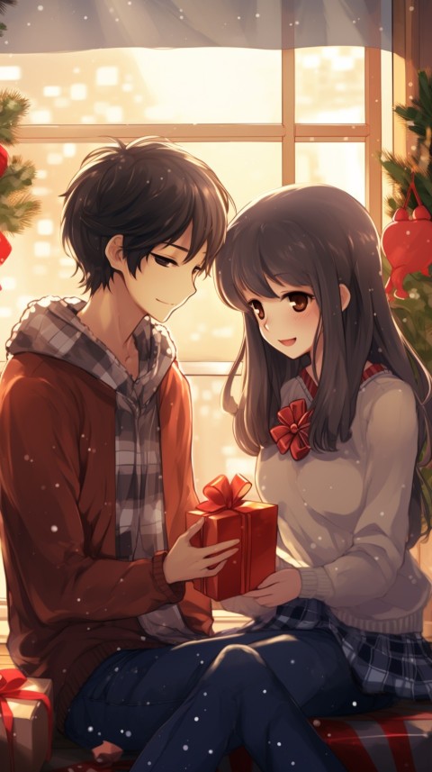 Romantic Anime Couple Aesthetic Christmas Holiday Bed Room (37)