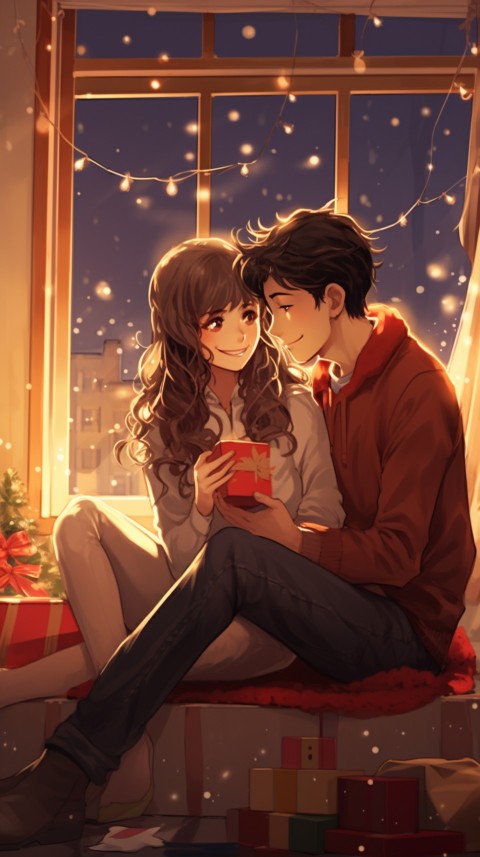Romantic Anime Couple Aesthetic Christmas Holiday Bed Room (38)
