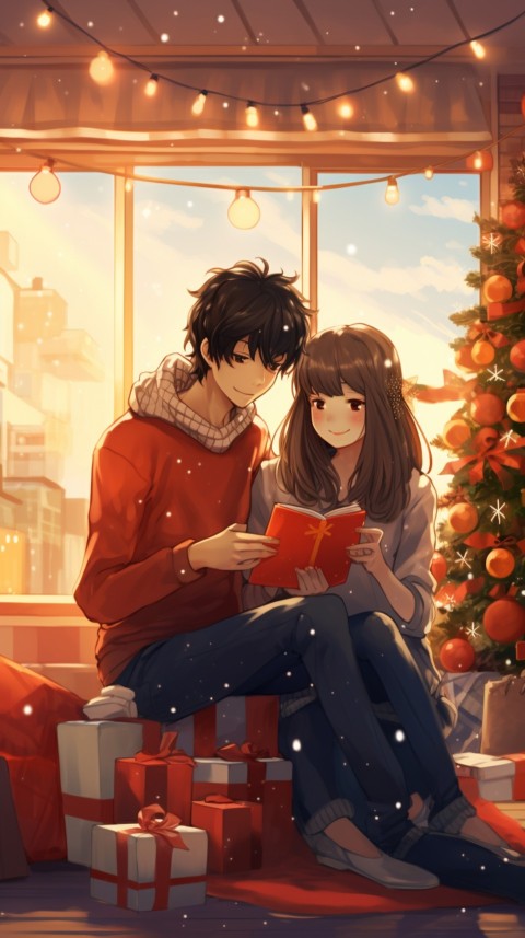 Romantic Anime Couple Aesthetic Christmas Holiday Bed Room (21)