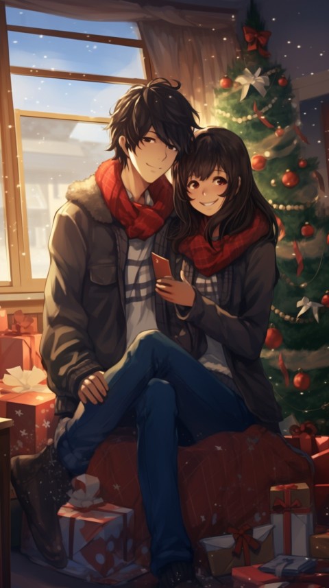 Romantic Anime Couple Aesthetic Christmas Holiday Bed Room (50)