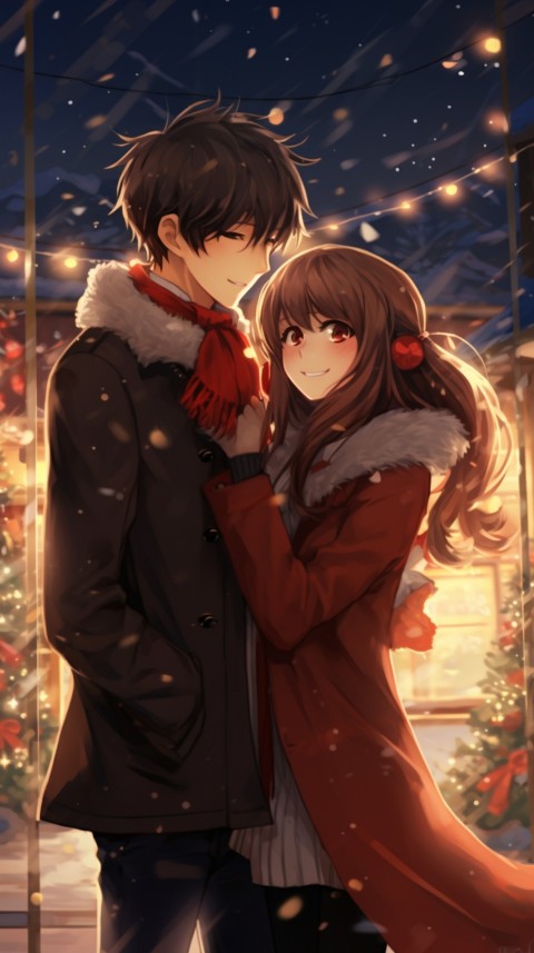 Romantic Anime Couple Aesthetic Christmas Holiday Bed Room (45)