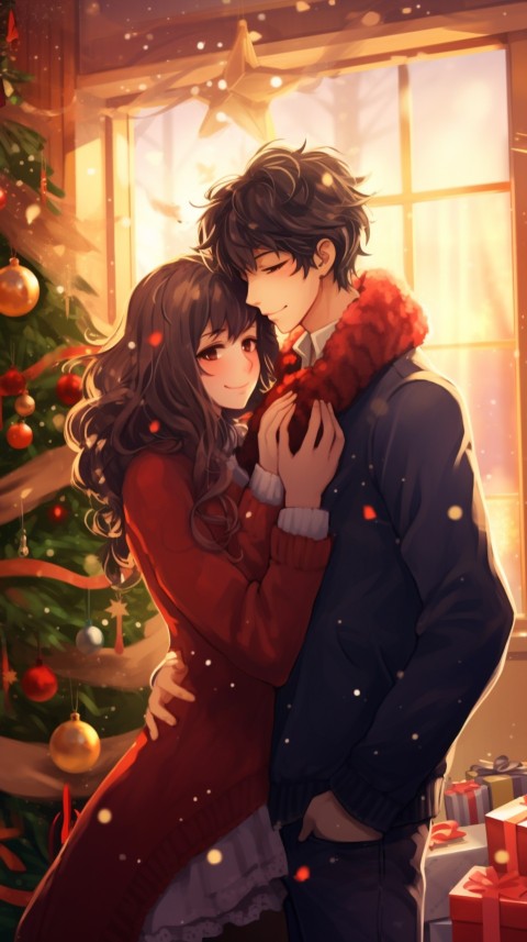 Romantic Anime Couple Aesthetic Christmas Holiday Bed Room (47)