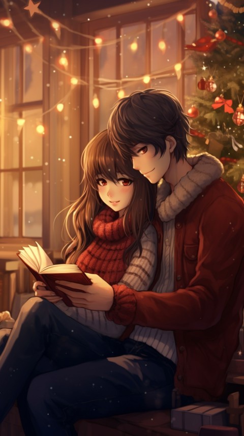 Romantic Anime Couple Aesthetic Christmas Holiday Bed Room (61)