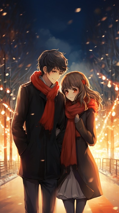 Romantic Cute Anime Couple Aesthetic Road Chrismas Holiday (19)
