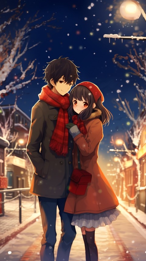 Romantic Cute Anime Couple Aesthetic Road Chrismas Holiday (15)