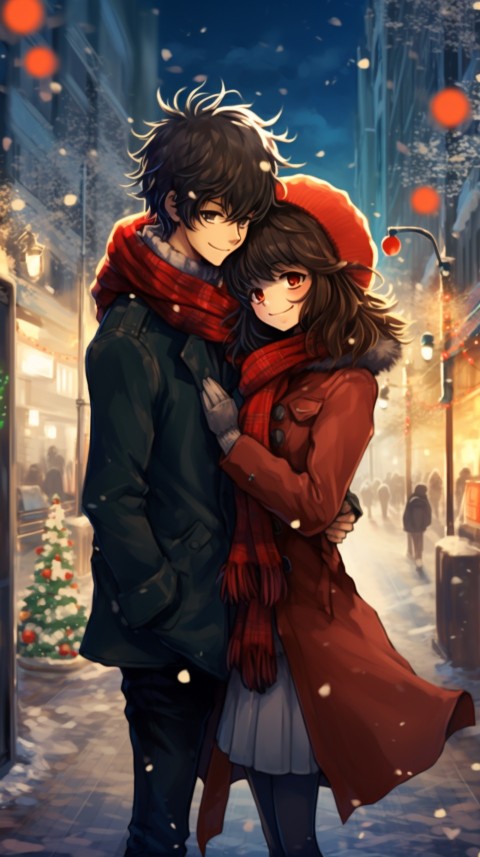 Romantic Cute Anime Couple Aesthetic Road Chrismas Holiday (18)