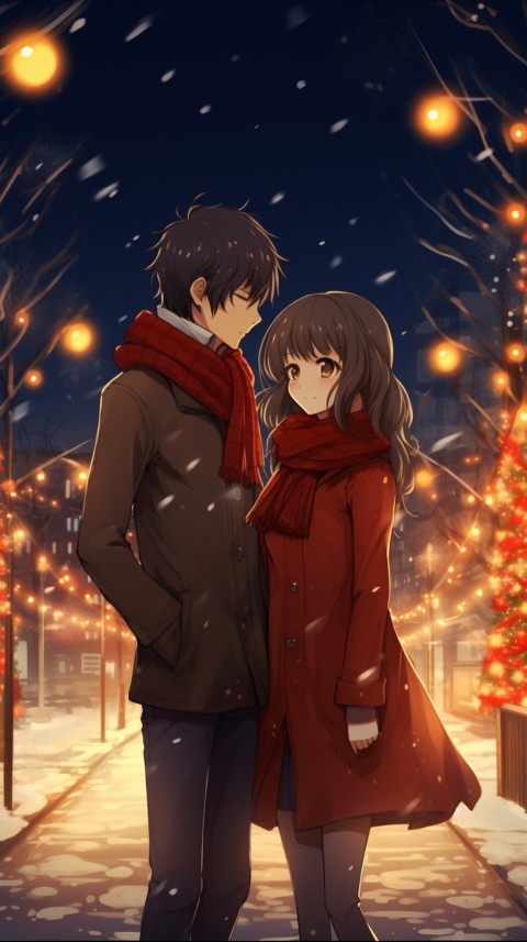 Romantic Cute Anime Couple Aesthetic Road Chrismas Holiday (13)