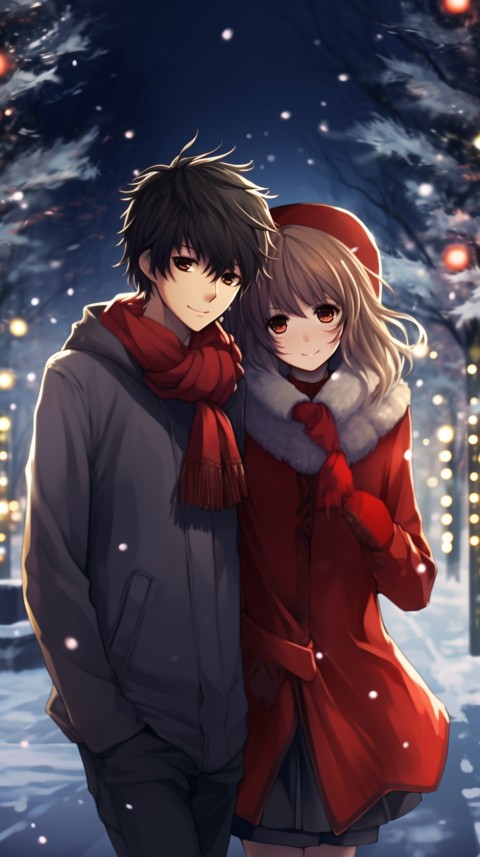 Romantic Cute Anime Couple Aesthetic Road Chrismas Holiday (20)