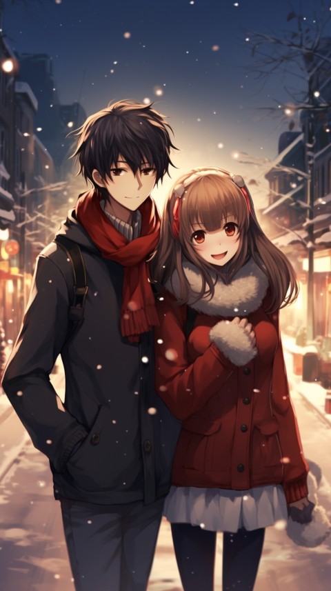 Romantic Cute Anime Couple Aesthetic Road Chrismas Holiday (1)
