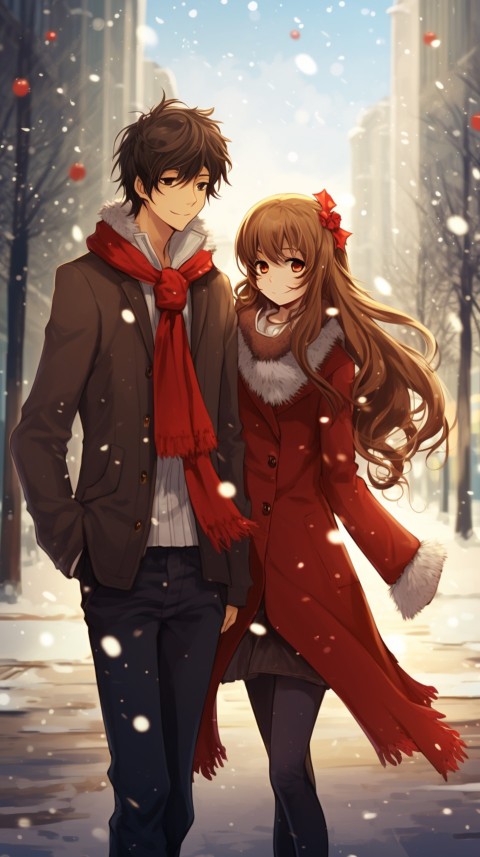 Romantic Cute Anime Couple Christmas Holiday Aesthetic  (6)