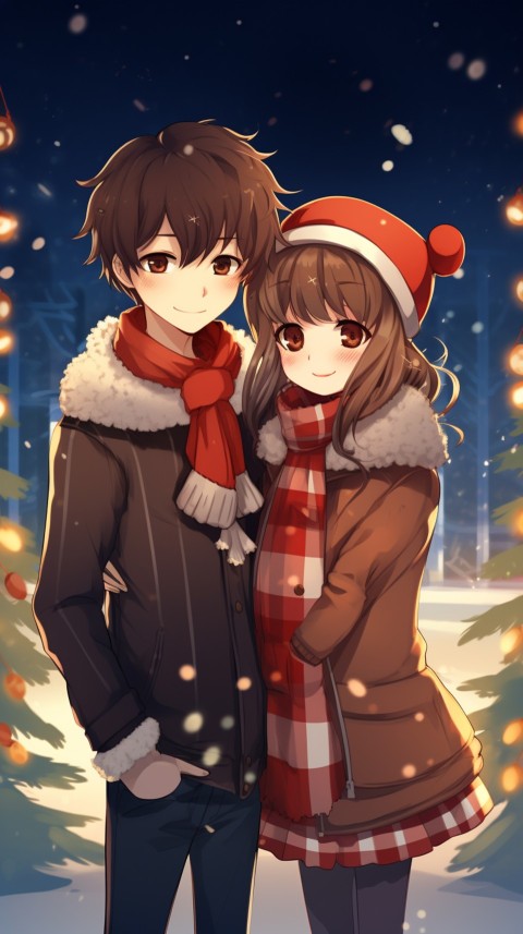 Romantic Cute Anime Couple Christmas Holiday Aesthetic  (8)