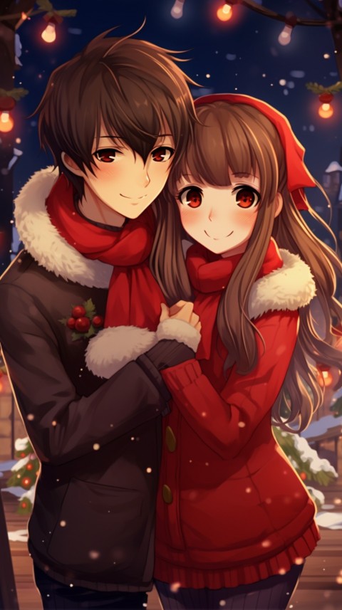 Romantic Cute Anime Couple Christmas Holiday Aesthetic  (26)