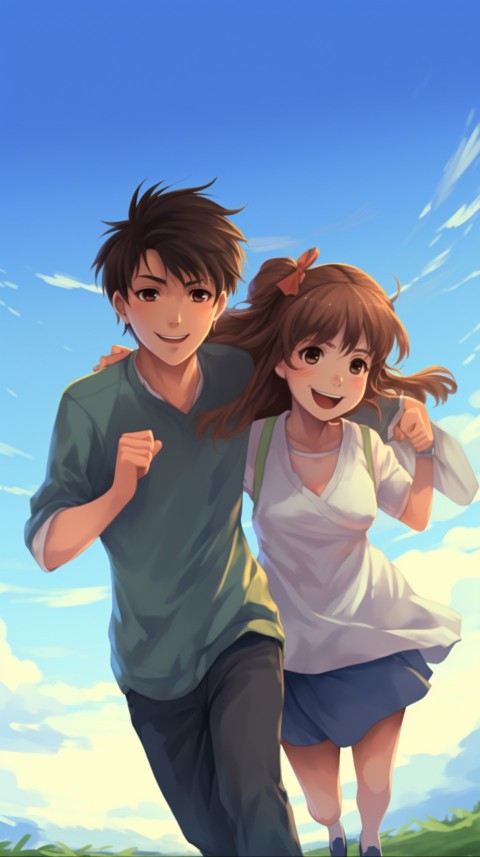Romantic Cute Anime Couple Running Road Aesthetic (19)